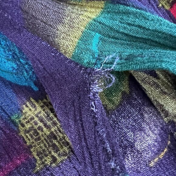 VTG Drapers & Damons Maxi Dress Women Sz 14 Leaves Purple Sleeveless Lightweight - Picture 12 of 14